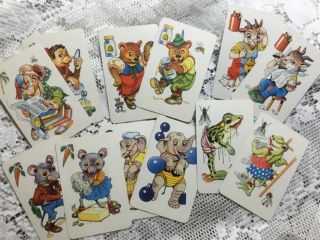 Vintage Playing game cards Black Peter Austria piatnik vienna cute animals 272 2