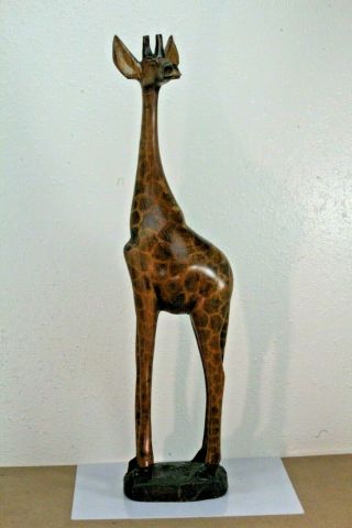Vintage 24 " Hand Carved/painted Wood Giraffe Statue Figurine.  South Africa.