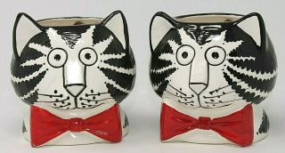 Vintage Pair B.  Kliban Cat Bow Tie Sigma Tastesetter Korea Hp Coffee Mugs,  Epoc
