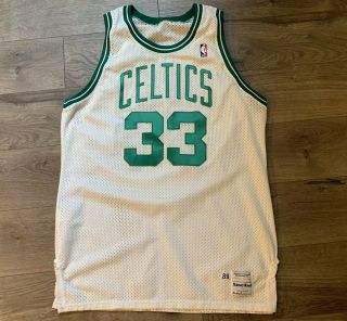 Vtg Larry Bird Boston Celtics Sand Knit Pro Cut Team Issued Jersey Nba 46 1989