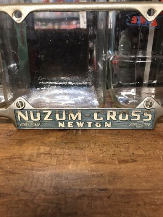 Vintage Nuzum - Cross Chevrolet License Plate Sign Newton North Carolina Chevy