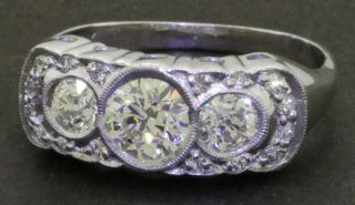 Vintage 14k White Gold 1.  41ct Vs/h Diamond Wedding Ring W/ 0.  75ct Center Size 9