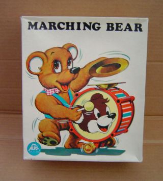 Vintage Alps Marching Bear Toy Made In Japan Iwaya Marches & Pauses