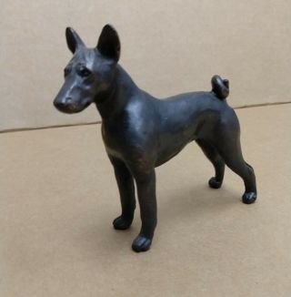 Cast Solid Metal Basenji African Dog With Curly Tail Figure - Nicely Detailed.