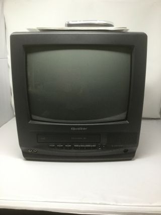 Quasar 13” Tv Vcr Vhs Combo Recorder Vv - 1302 Retro Gaming Vintage