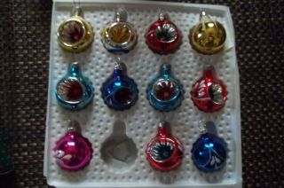 Vintage Small Hand Painted Glass Christmas Ornaments Indent By Bradford 11 Bulb