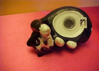 Vintage Cat curled in chair & cat on CPU salt shakers 3
