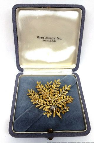 18k Gold Diamond Jassoy Ny Designer Vintage Mid Century Freeform Pendant Pin