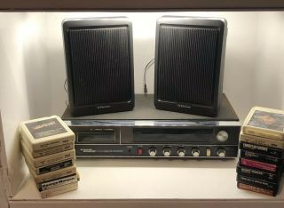 Vintage Teledyne Packard Bell Stereo System Emerson Speakers 15 - 8 Track Tapes