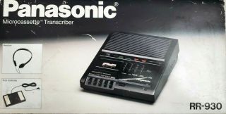 Panasonic Microcassette Transcriber Model Rr - 390 Desktop Recorder Vintage