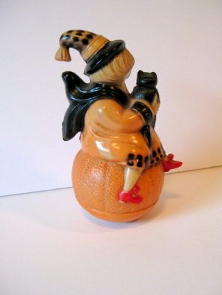 Vintage Halloween Witch,  Cat,  Jack - O - Lantern Celluloid/Viscoloid Roly Toy - 2