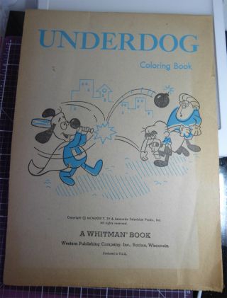 Vintage 1972 Underdog Coloring Book A Whitman Book Racine Wisconsin 11.  5 " X 8.  4 "