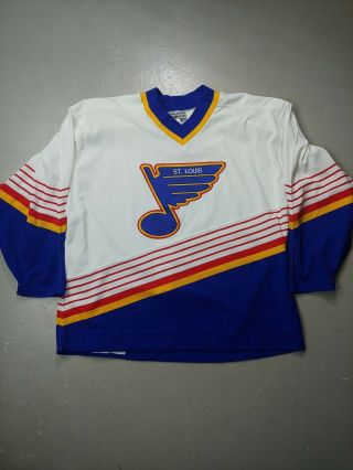 Vintage 1990’s St.  Louis Blues Ccm Nhl Hockey Jersey Adult Xl Sz 54 Fight Strap
