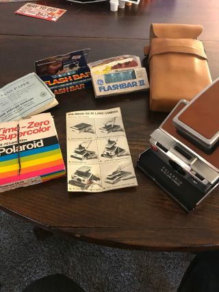 Vintage Polaroid Sx - 70 Folding Land Camera W/ Instructions,  Case,  Film /untested