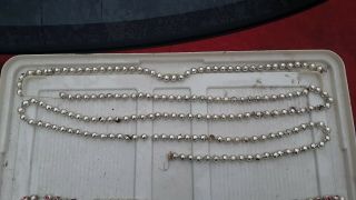 Vintage Christmas Mercury Glass Beaded Garland Silver Beads Antique 1/2 " Beads
