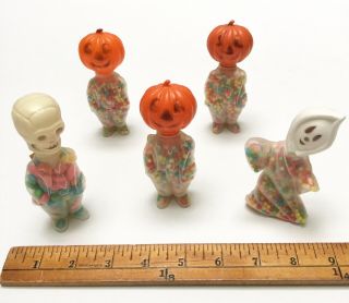5 Vintage 1970s E.  Rosen Halloween Candy Container Hong Kong W.  Labels
