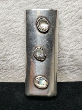 Vtg Holder Navajo Native American Abalone Sterling Silver Lighter Case Cover