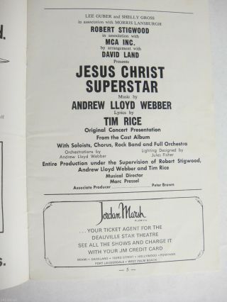 Jesus Christ Superstar Program from Deauville Star Theatre Miami Beach Fla 1971 2