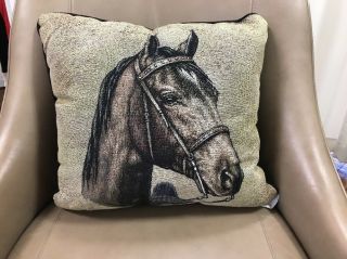 Tennessee Walking Horse Head Woven Cotton Tapestry Accent 17 " Throw Pillow
