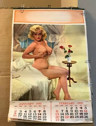 1955 Marilyn Monroe Pin - Up Calendar Complete Nude Unusual
