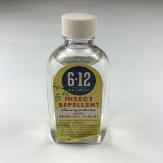 Vintage 6 - 12 Insect Repellent Glass Bottle Container 100 Full 2 Oz Six Twelve