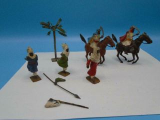 Vintage Lead Toy Figures Arabs Swords Horses Swing Arms Britains Ltd Barclay?