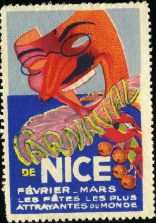 Carnival In / France - And Striking Old Advertising Poster Stamp