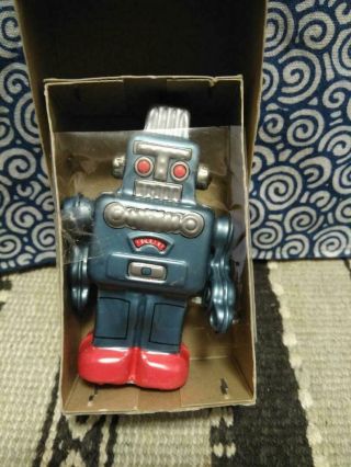 Yonezawa Toys Tin Smoking Robot Wind - Up Vintage From Japan