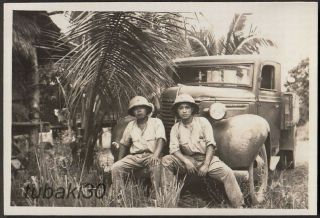S9 Ww2 Thailand Exp.  Japan Army Photo Soldiers By Military Truck