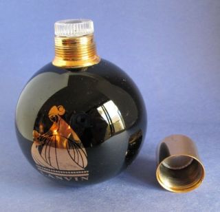 Arpege Lanvin 2 Oz Pure Perfume Bottle Vintage Heavy Black Glass Screw Top Empty
