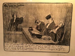 Honore Daumier France 1808 - 1879 Lithograph Les Gens De Justice Framed Signed