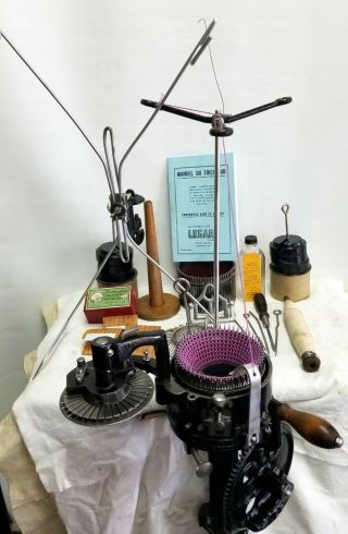 Vtg Great Legare Sock Knitting Machine 2 Cylinder 54/72 1rib 36 W Needle Box