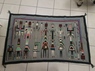 Finely Woven Vintage Navajo Yei Rug,  66 " X 44 "