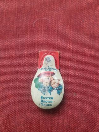 Vintage Buster Brown Shoes Advertising Premium Tin Clicker Cricket Made In Usa