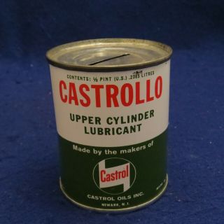Vintage Castrol Castrollo Upper Cylinder Lubricant Tin Oil Coin Bank 1950 - 60 