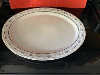 Longaberger Pottery Classic Blue Large 19” Oval Turkey Platter /serving Tray Usa