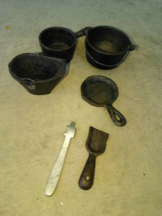 Vintage Collectible Crescent Cast Iron Metal Toy Stove Oven Cookware Only