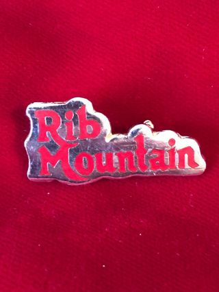Rib Mountain Wisconsin Gold Tone Red Enamel Filled Text 1.  25 