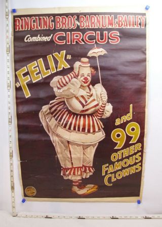 Ringling Bros.  & Barnum & Bailey Circus Felix The Clown Poster 1939