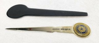 Vintage Rotary International Guest Speaker Metal Knife Letter Opener W/ Case