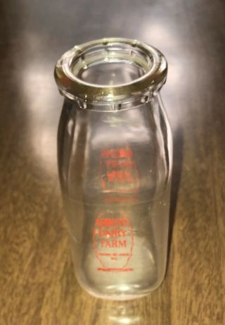 Vintage 1/2 Pint Glass Milk Bottle Ahrens Dairy Farm Prairie Du Chien Wisconsin