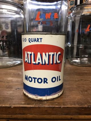 Vintage Atlantic Motor Oil Can Metal Sign Standard Capitol Esso Shell Sinclair