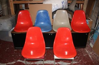 Vintage Charles Eames Herman Miller Fiberglass Side Scoop Chair 6