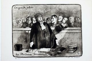 Honore Daumier " Les Gens De Justice " Pencil Signed Limited Ed.  Etching 206/500