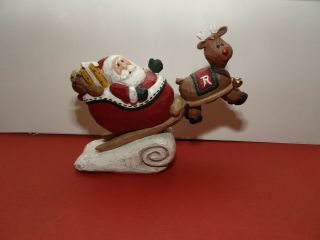 Midwest Eddie Walker Santa With Toy Sack In Sleigh & Rudolph Flying Reindeer