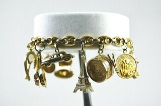 Gorgeous Vintage 18k / 14k Gold Charm W Bracelet 28.  8 Gr