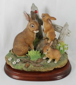 Andrea By Sadek " Rabbit Family " 6646 Vintage Porcelain Bunny Figurine Easter
