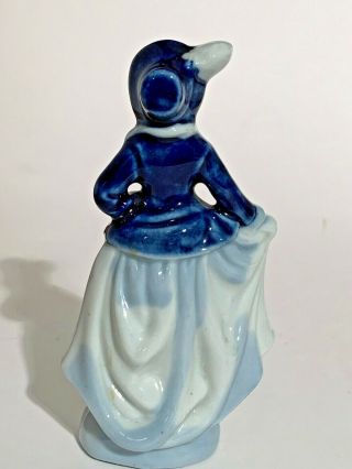 Occupied Japan Porcelain Figurine Lady With Umbrella Cobalt Blue & White. 3