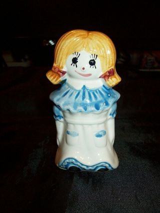 Vintage Royal Sealy Raggedy Ann With Blue Smock Salt Or Pepper Shaker
