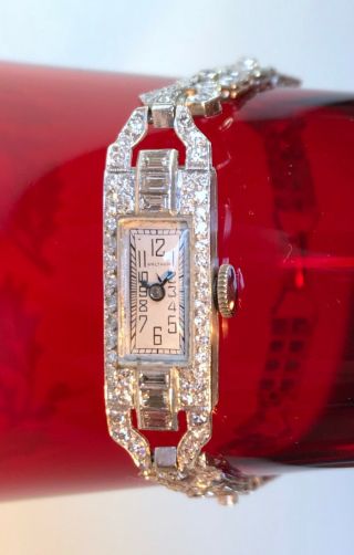 Elegant Waltham Art Deco Watch 144 Diamonds Vintage Platinum Apprsd $3500